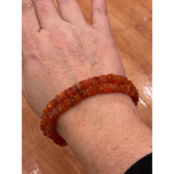 Fall Colors Orange Agate Amber Gemstone Bracelet - Picture 5 of 5